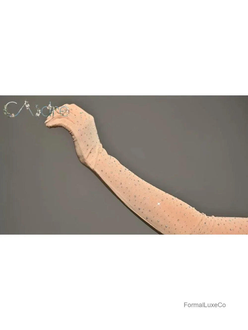 Sparkly Rhinestone Gloves Long Mesh Elbow Length Arm Sleeves Wedding Prom